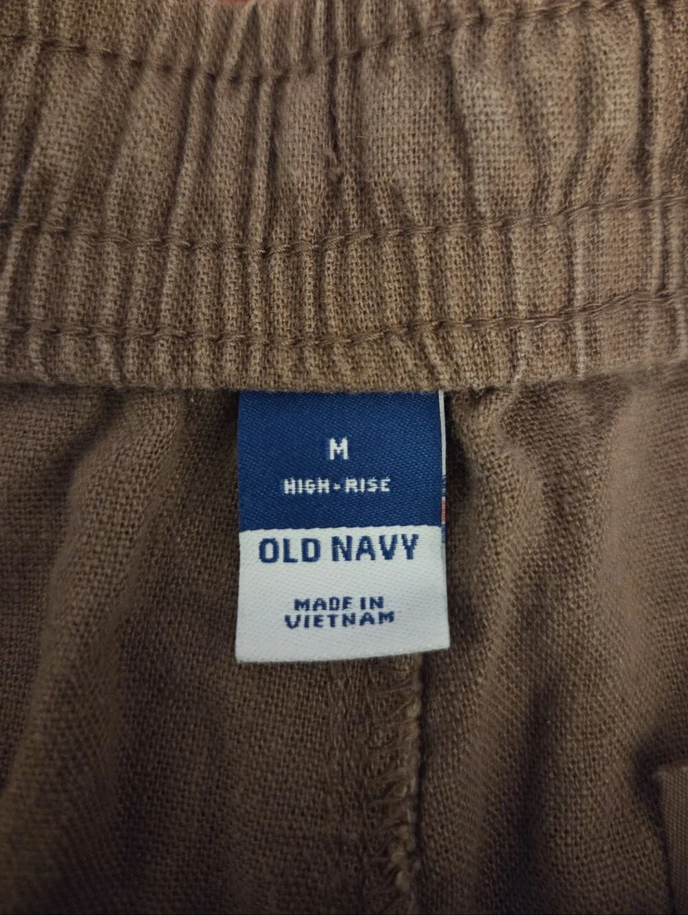 Set Of 3. Old Navy Medium Linen Blend Shorts-Chambray Blue, Brown & Rusty Red